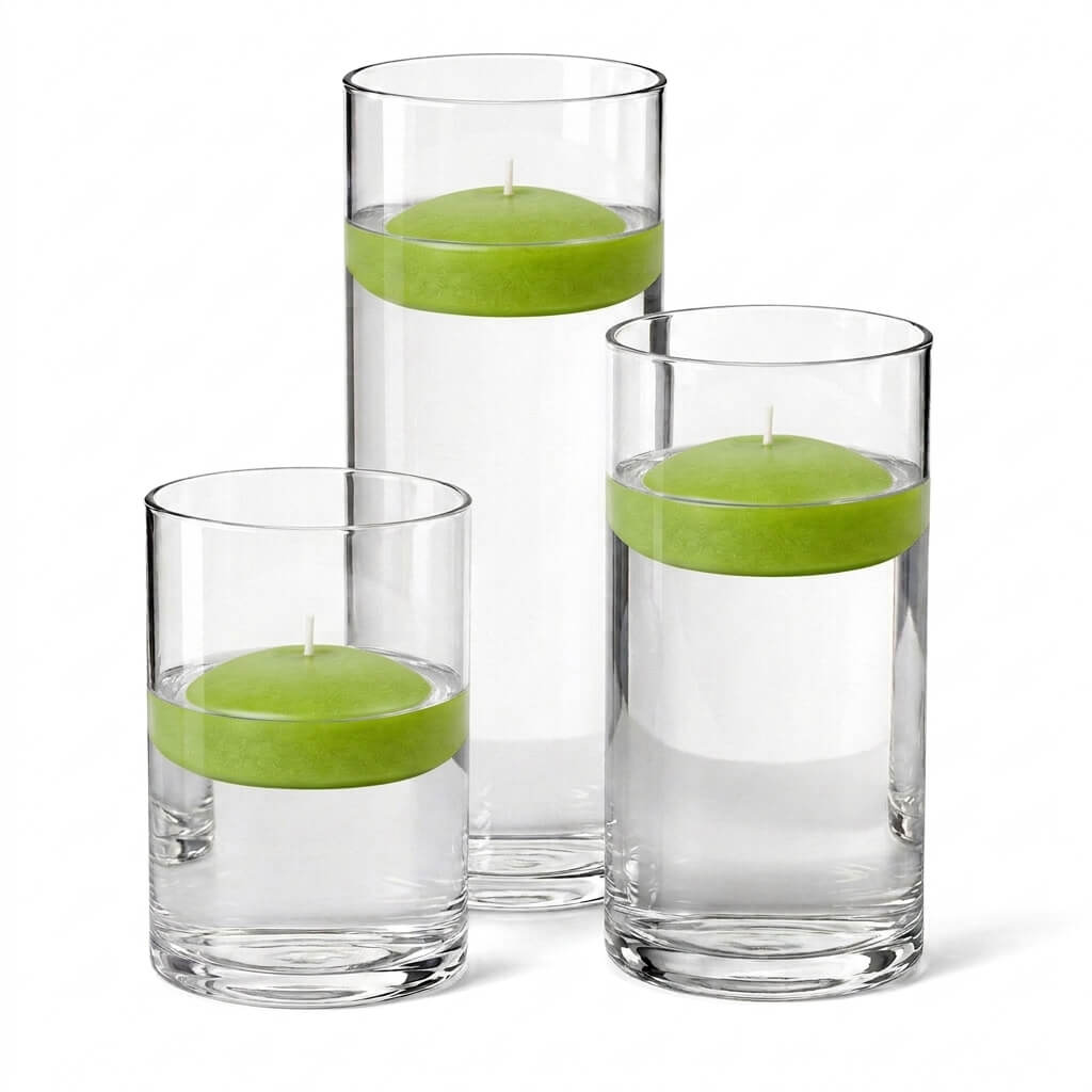 Cylinder Vase Centerpiece & Richland 3" Floating Candles Set of 18 - view 6