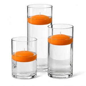 10 of 14: Cylinder Vase Centerpiece & Richland 3" Floating Candles Set of 18
