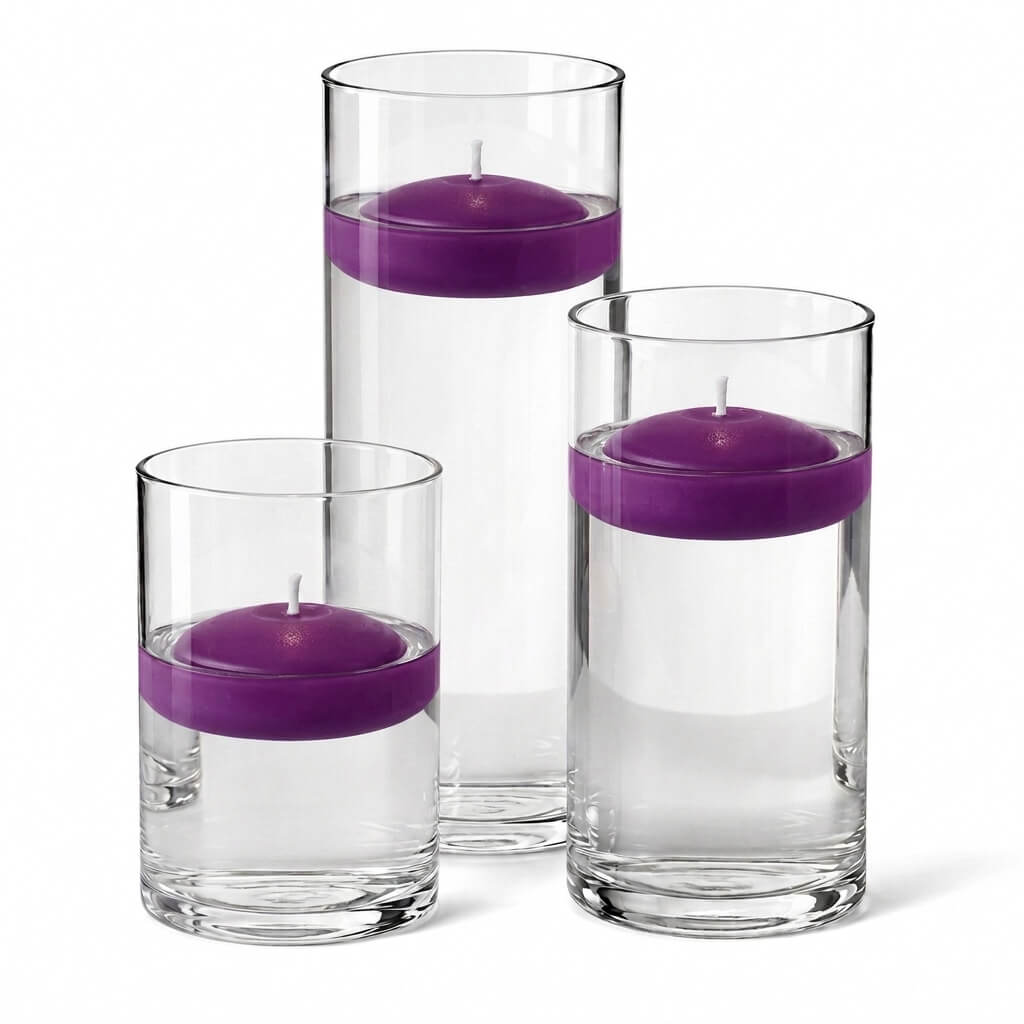 Cylinder Vase Centerpiece & Richland 3" Floating Candles Set of 18 - view 12