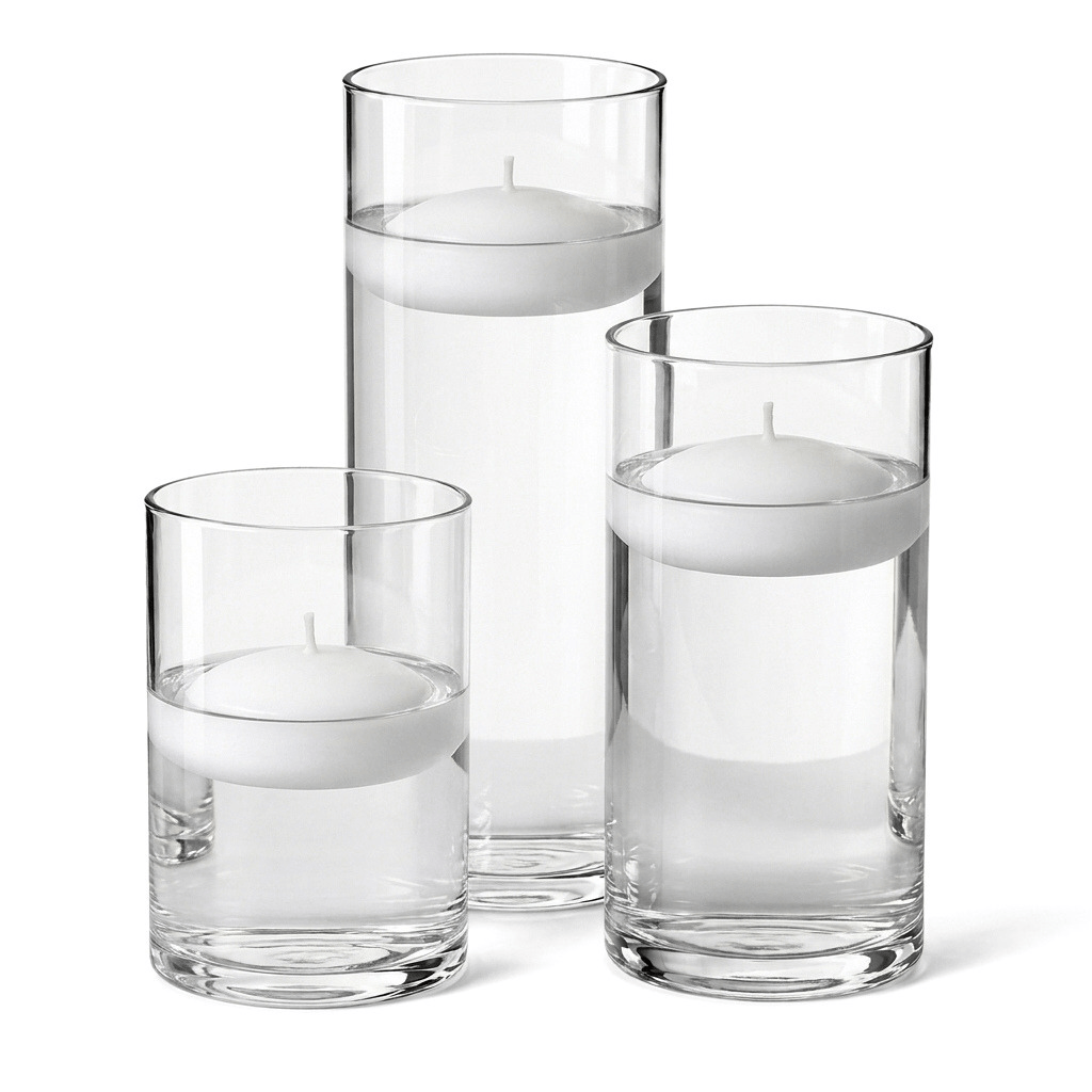 Cylinder Vase Centerpiece & Richland 3" Floating Candles Set of 18| VASE_CA...