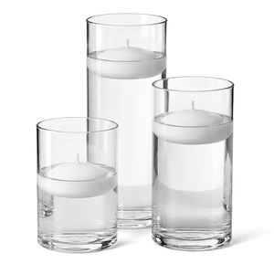 1 of 14: Cylinder Vase Centerpiece & Richland 3" Floating Candles Set of 18