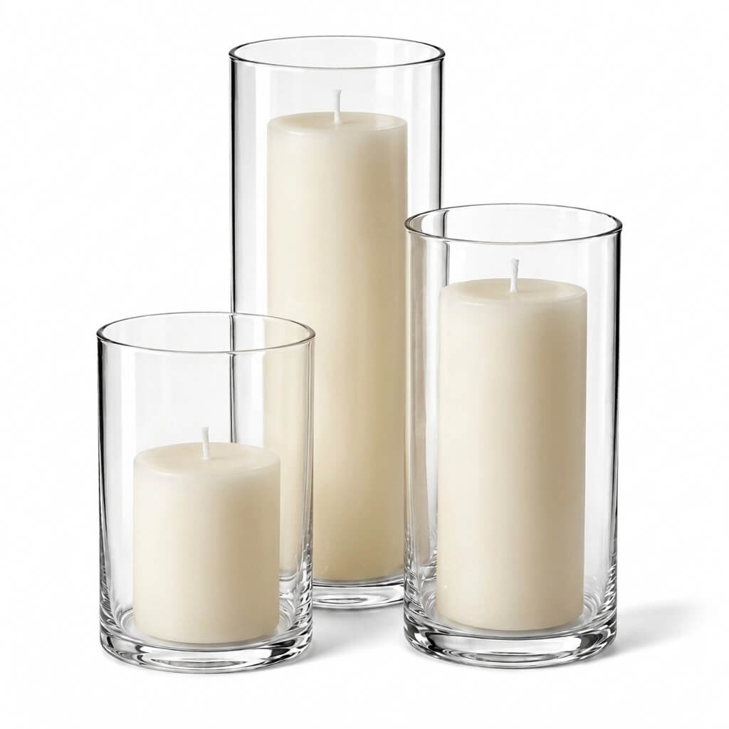 Richland Pillar Candles & Cylinder Vases Set of 3 - view 8