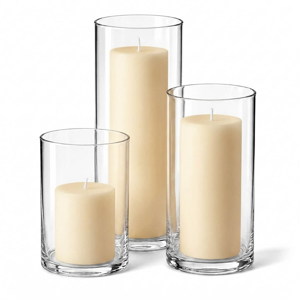 Richland Pillar Candles & Cylinder Vases Set of 3 - view 7