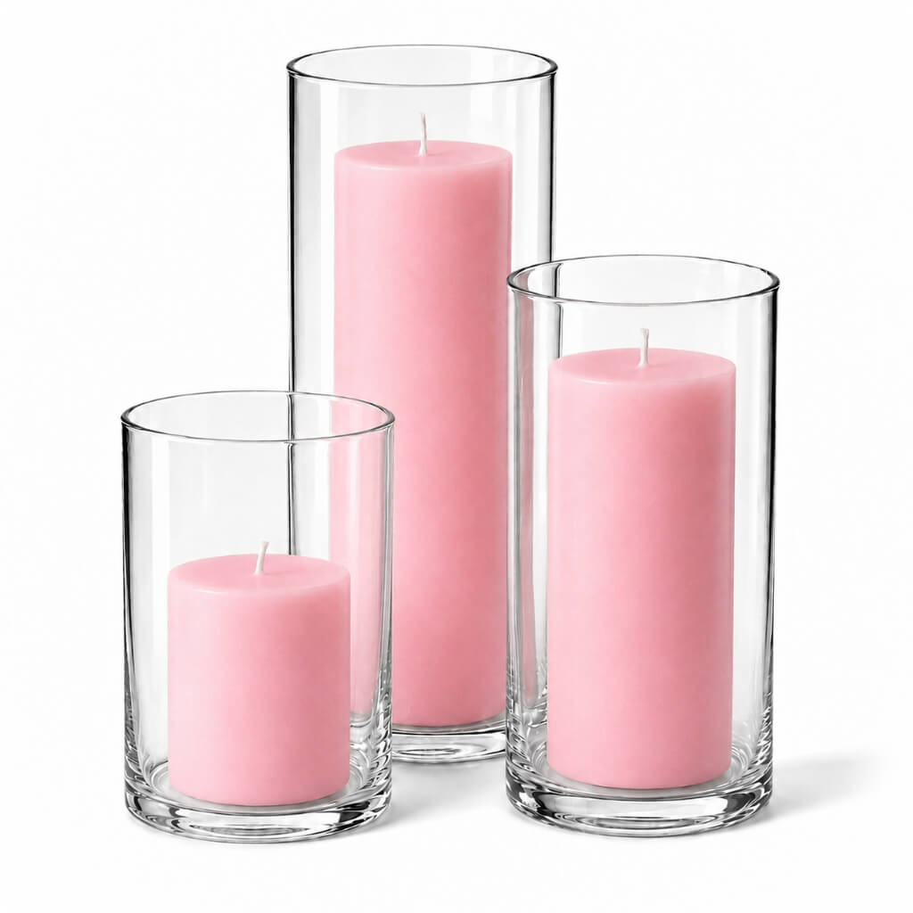 Richland Pillar Candles & Cylinder Vases Set of 3 - view 12