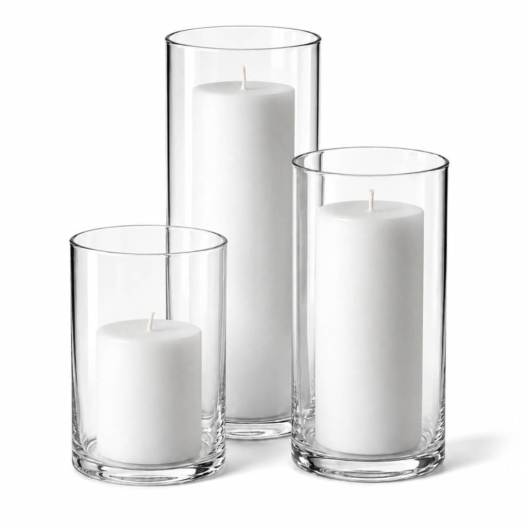 Richland Pillar Candles & Cylinder Vases Set of 3| VASE_CA...
