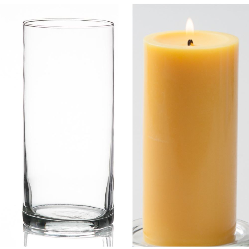 Richland Pillar Candle 6" & Eastland Cylinder Holder 7.5" inch Set of 12 (Choose your Color) - view 12