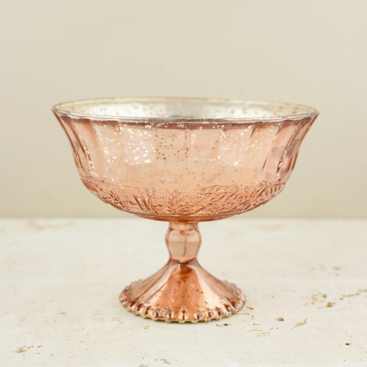 Mercury Glass Compote Rose Gold 7" x 5.25"