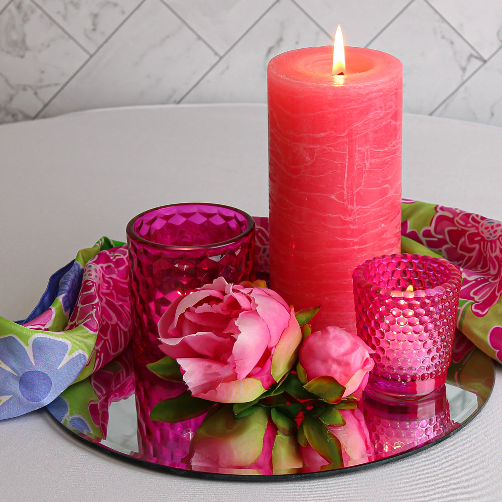 Richland Rustic Pillar Candle 3"x 6" Pink Set of 12