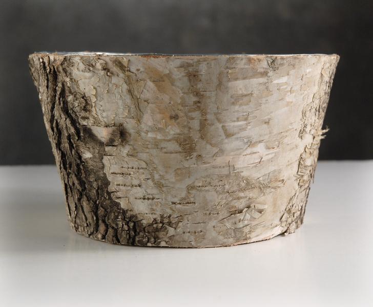 Natural Birch Bark Zinc Pot Planter 6x3 - view 2