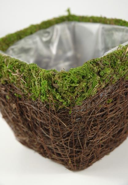 Moss and Wicker Square Pot 5in - view 3