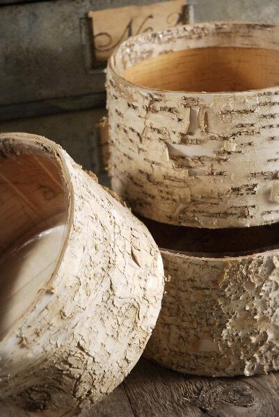birch bark pots round 7 5 x 4| 