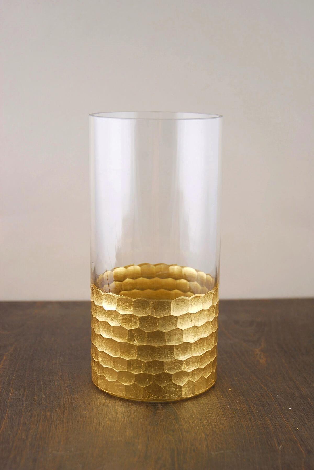 gold honeycomb cylinder vase 8 x 4 - view 1