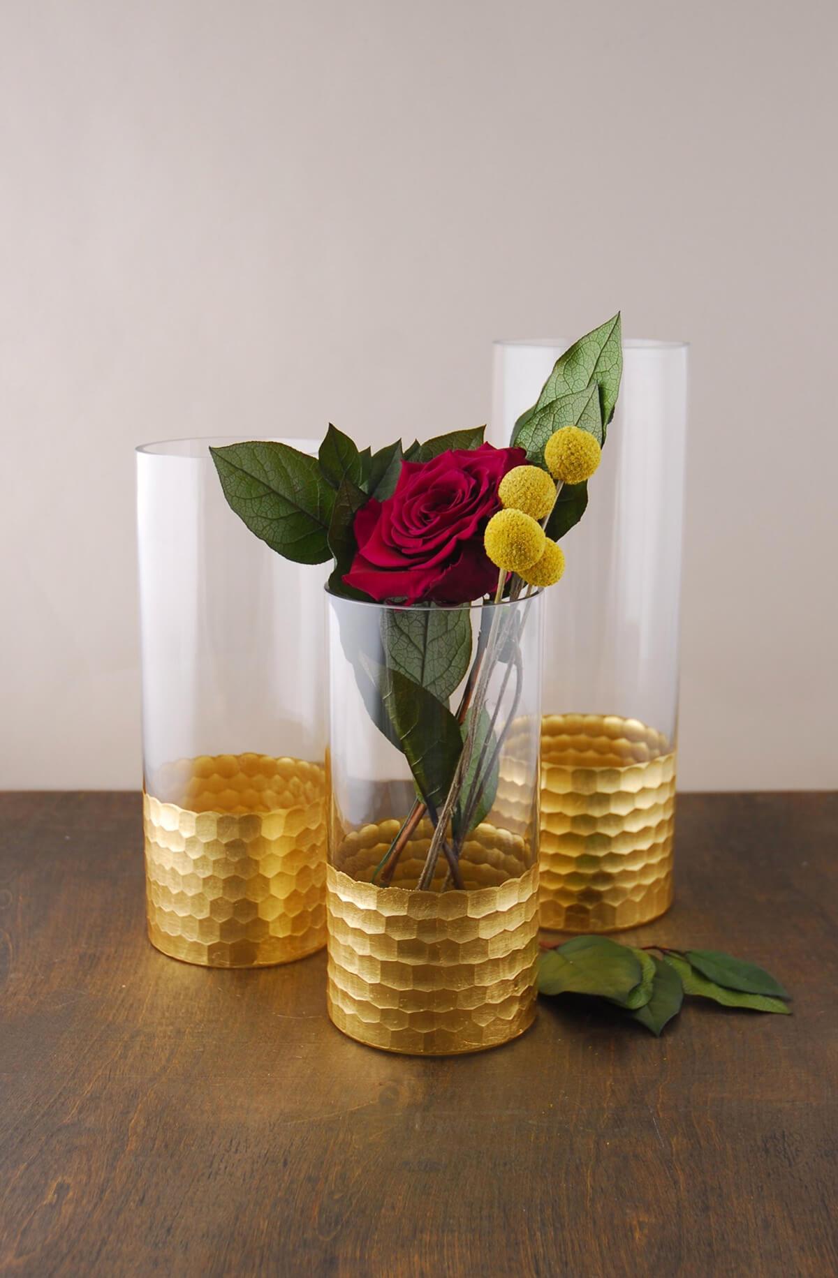 Gold Honeycomb Cylinder Vase 8" x 4" - view 4