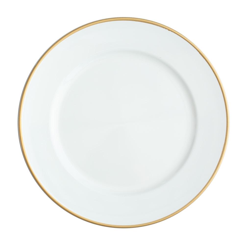 Richland 13" White with Gold Rim Charger Plate Set of 12| 