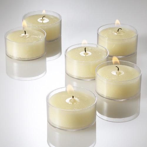 Richland Clear Cup Tealight Candles Ivory Vanilla Scented Set of 50| 1035_50
