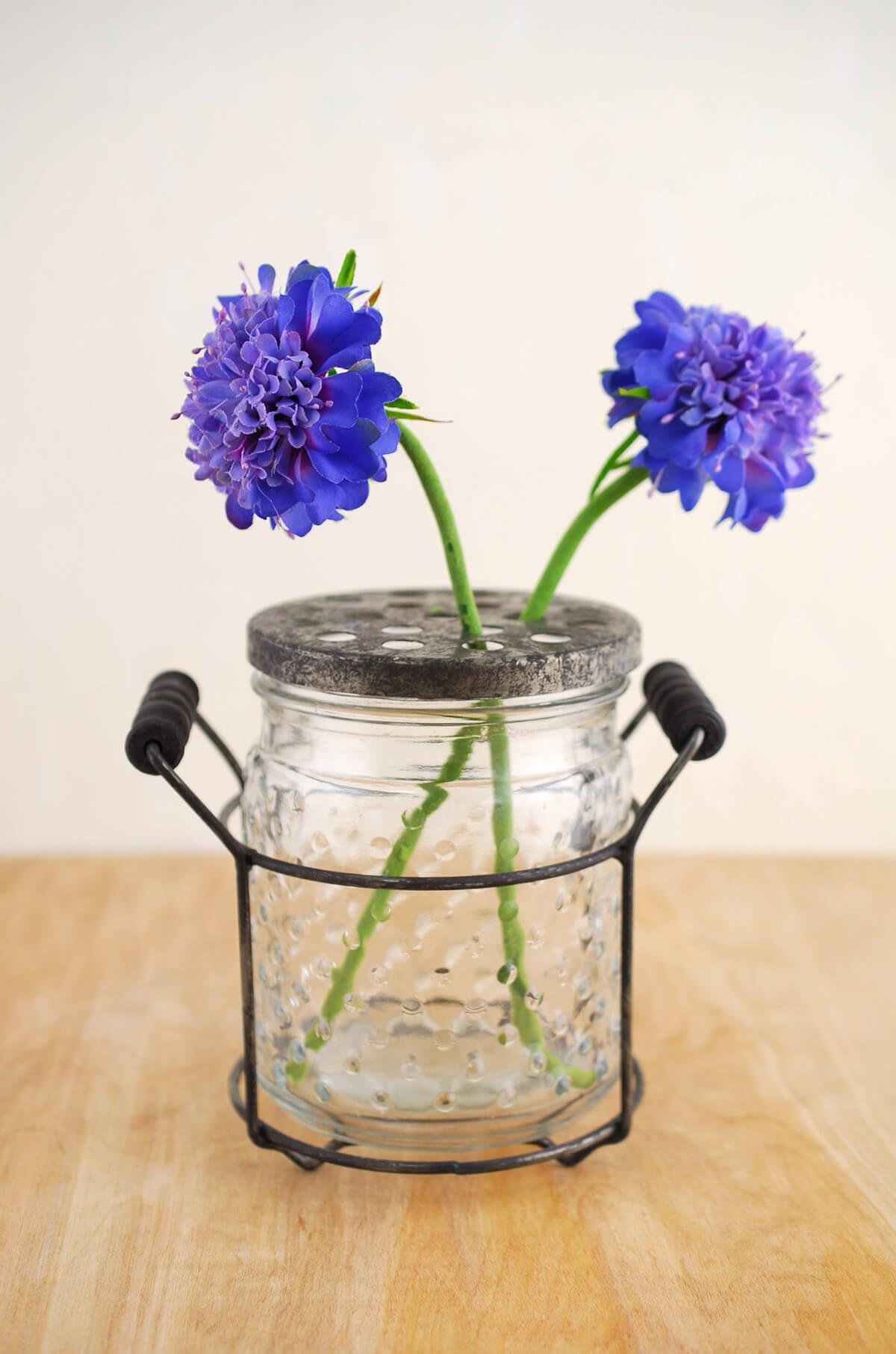 hobnail glass jar with frog lid 5in - view 1