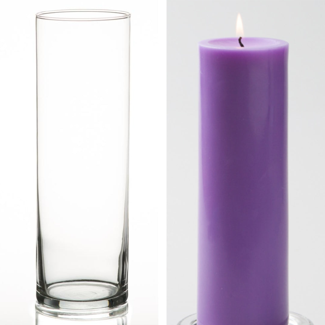 Richland Pillar Candle 9" & Eastland Cylinder Holder 10.5 inch Set of 12 (Choose your Color) - view 4
