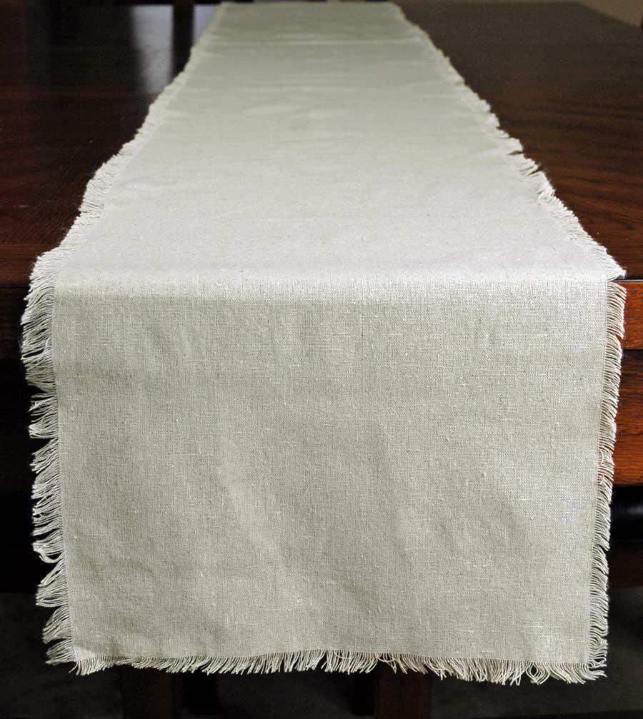 fringed edge linen table runner 12 5in x 120in| 