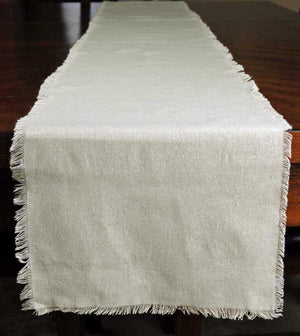 1 of 3: fringed edge linen table runner 12 5in x 120in