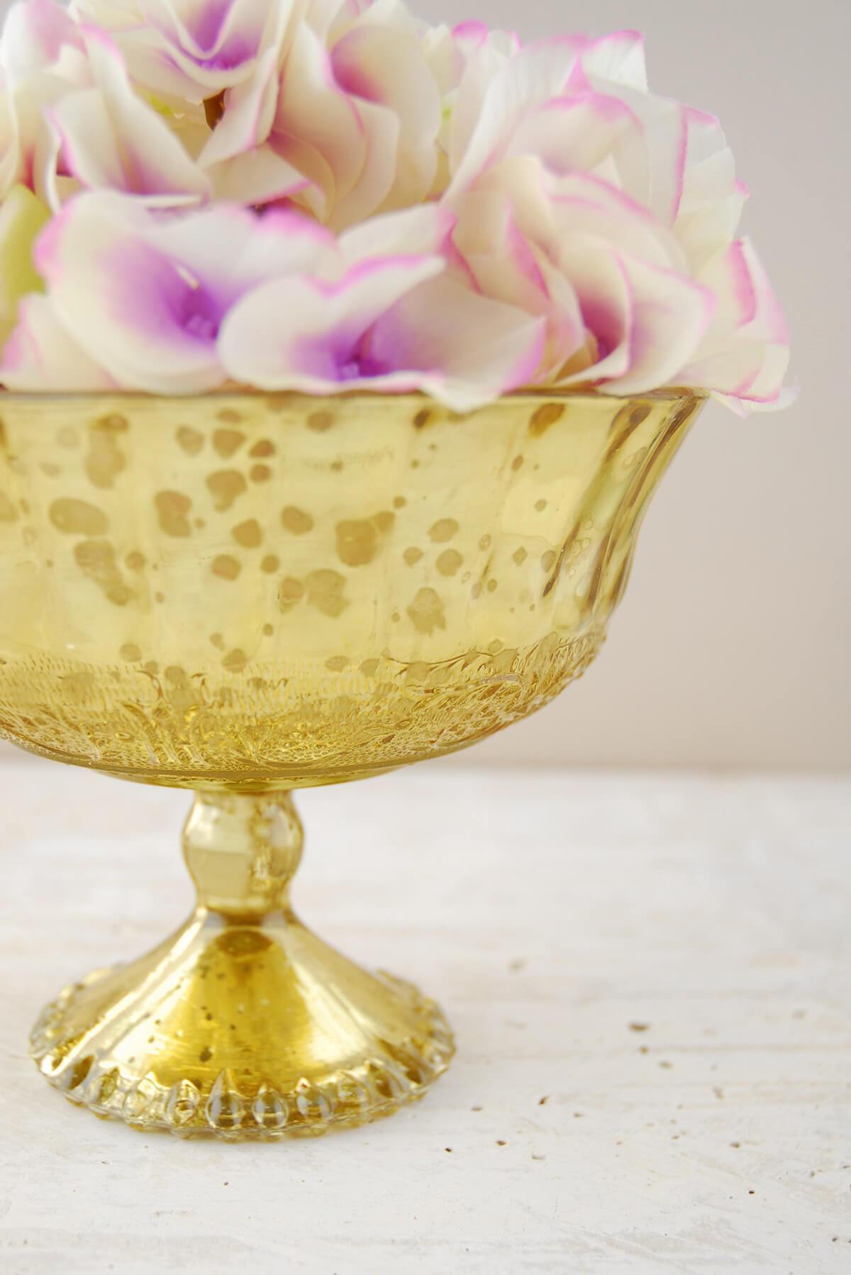 Gold Mercury Glass Compote 7" x 5.25"| 