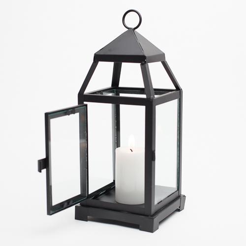 richland black contemporary metal lantern with clear glasses small - view 5