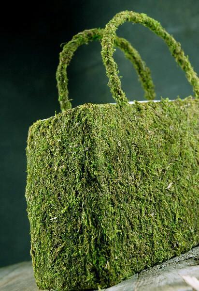natural preserved moss 12in purse with liner| 