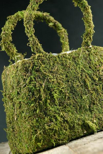 Natural Preserved Moss Covered Purse Planter 8-3/4in| 4009990...