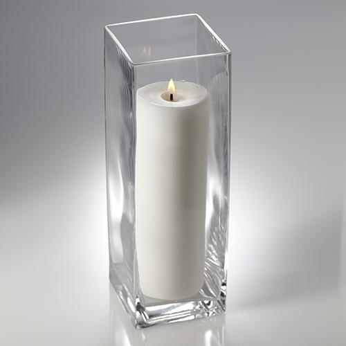 Richland Pillar Candle 9" & Eastland Square Holder 12 inch Set of 12