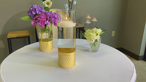 Gold Honeycomb Cylinder Vase 4"x8"