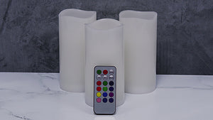 Richland Flameless LED Remote Control Wavy Top Pillar Candle White 3"x3" Set of 3