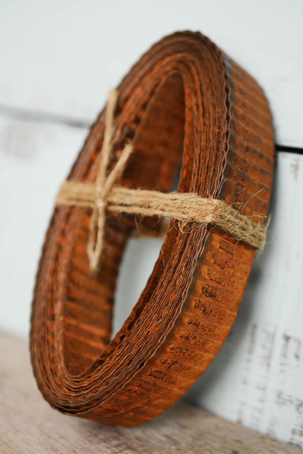 rusty corrugated tin ribbon 1in 15ft| 