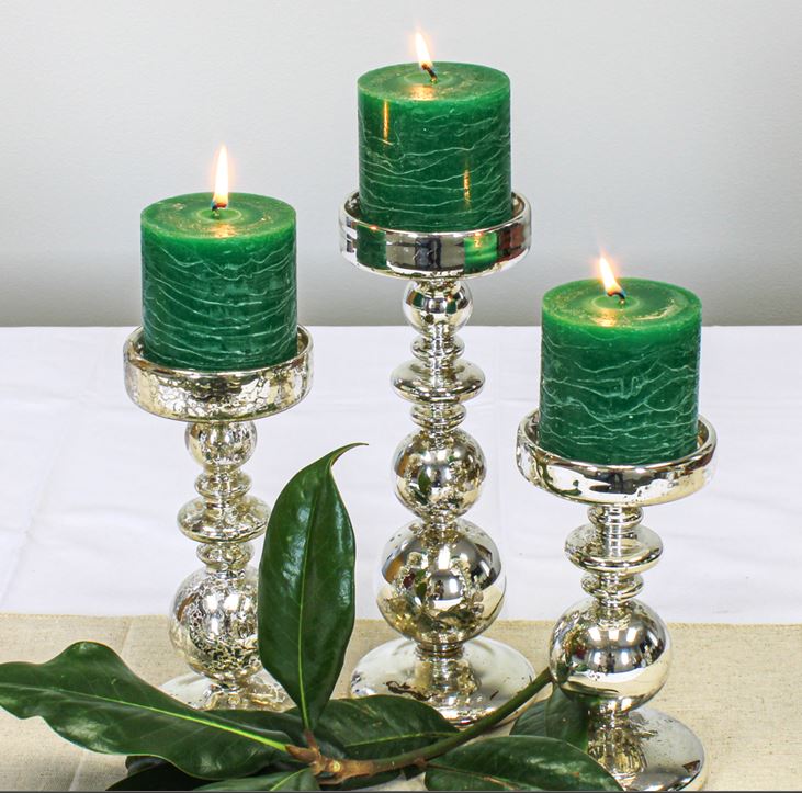 Richland Rustic Pillar Candle 3"x 3" Dark Green Set of 12| 6740_12