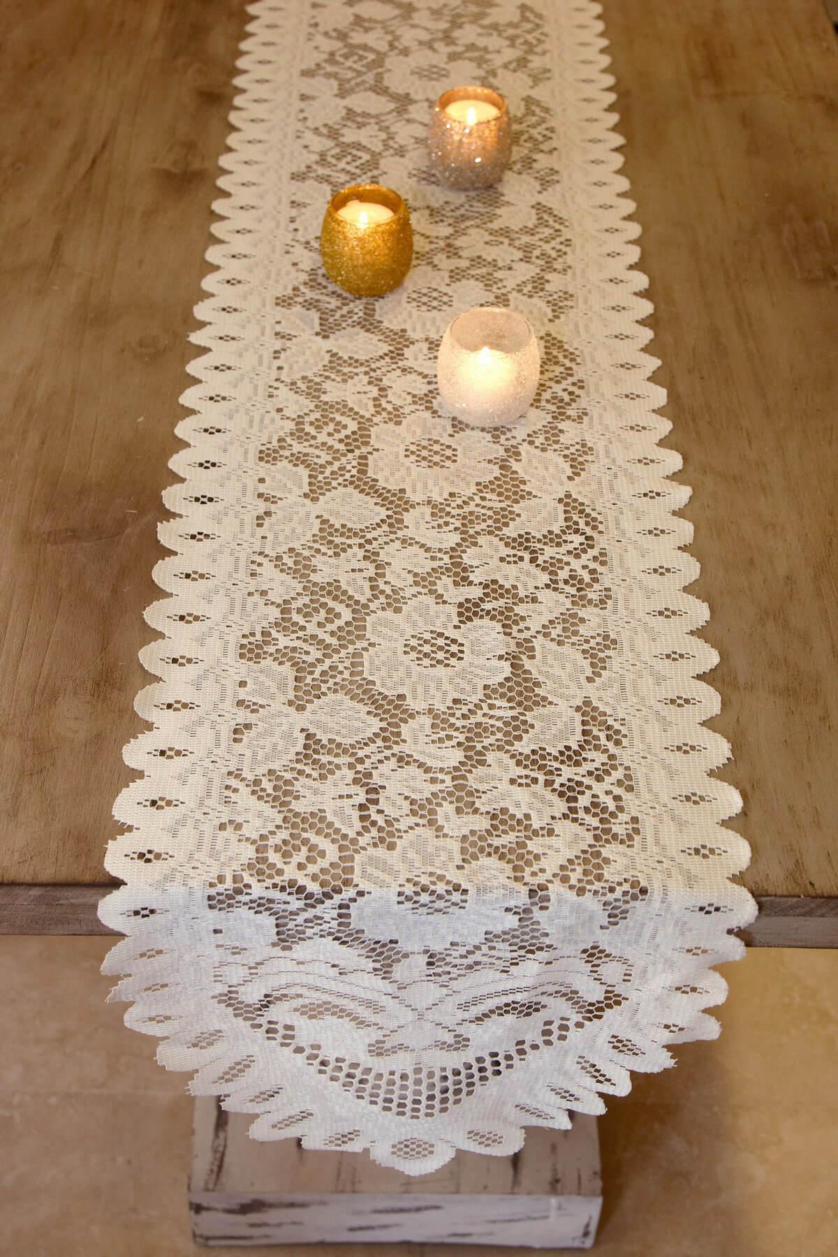 lace table runners ivory 13 x 120in - view 2