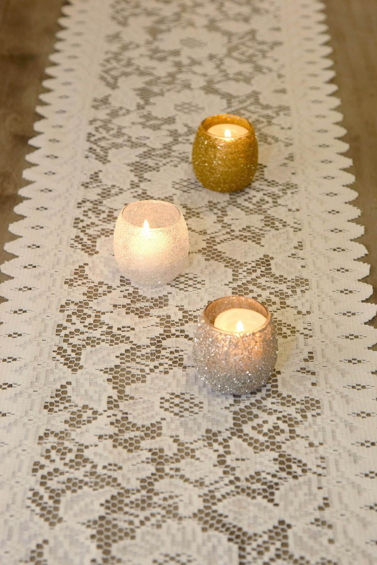 Floral Lace Table Runner & Chair Sash Ivory 13" x 76"