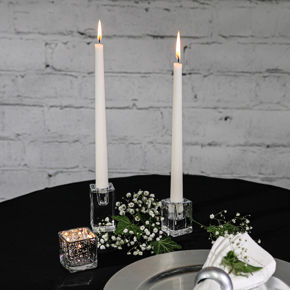 richland square glass taper candle holder 3 set of 48| 