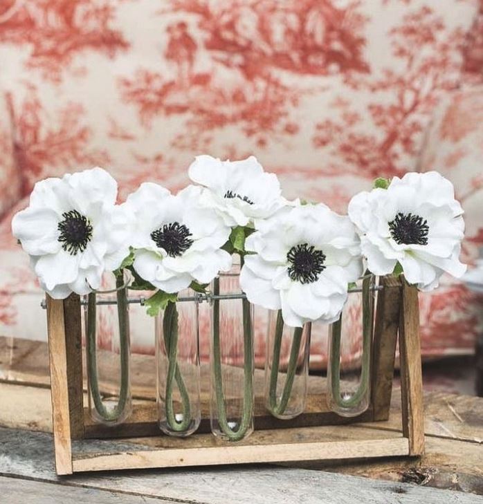 White Silk Anemone Flower 15" - view 3