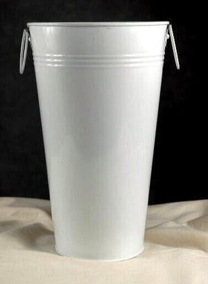 11" White Flower Market Buckets with handles