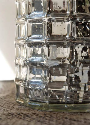 Silver Mercury Glass Cylinder Vase 4.75in