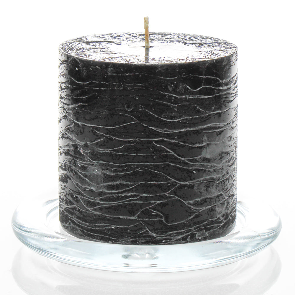 Richland Rustic Pillar Candle 3"x 3" Black Set of 24
