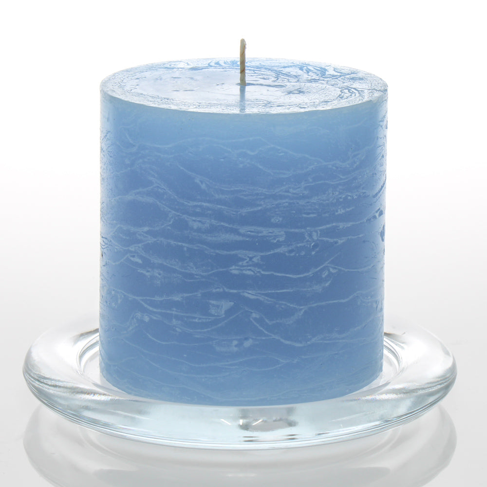 Richland Rustic Pillar Candle 3"x 3" Light Blue Set of 12