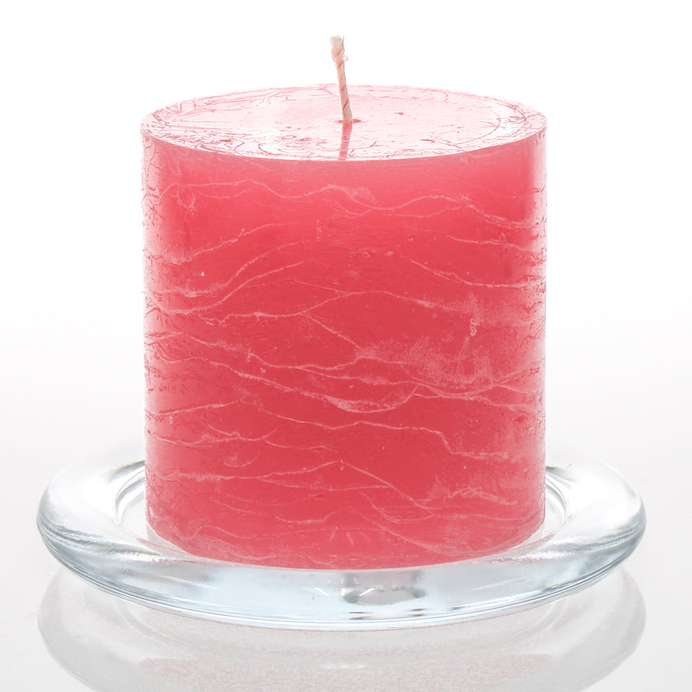 Richland Rustic Pillar Candle 3"x 3" Pink Set of 48