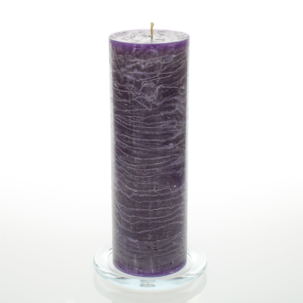 Richland Rustic Pillar Candle 3"x 9" Purple Set of 6