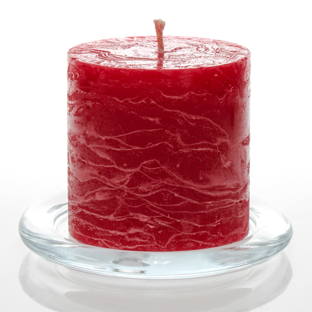 Richland Rustic Pillar Candle 3"x 3" Red Set of 48