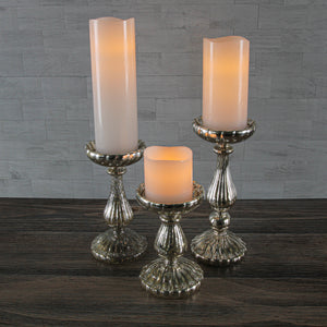 Richland Flameless LED Wavy Top Pillar Candles 3"x3", 3"x6" & 3"x9" White Set of 18