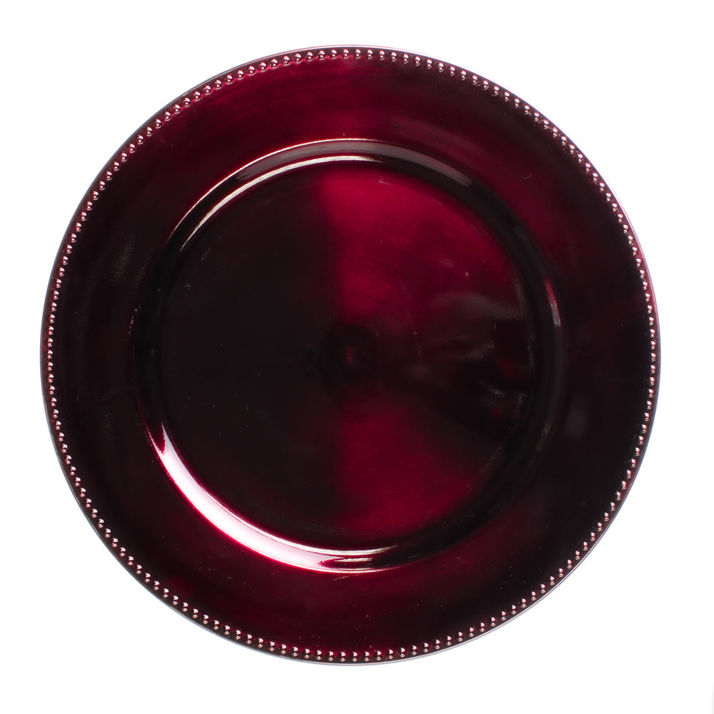 Richland Beaded Charger Plate 13" Burgundy Set of 12
