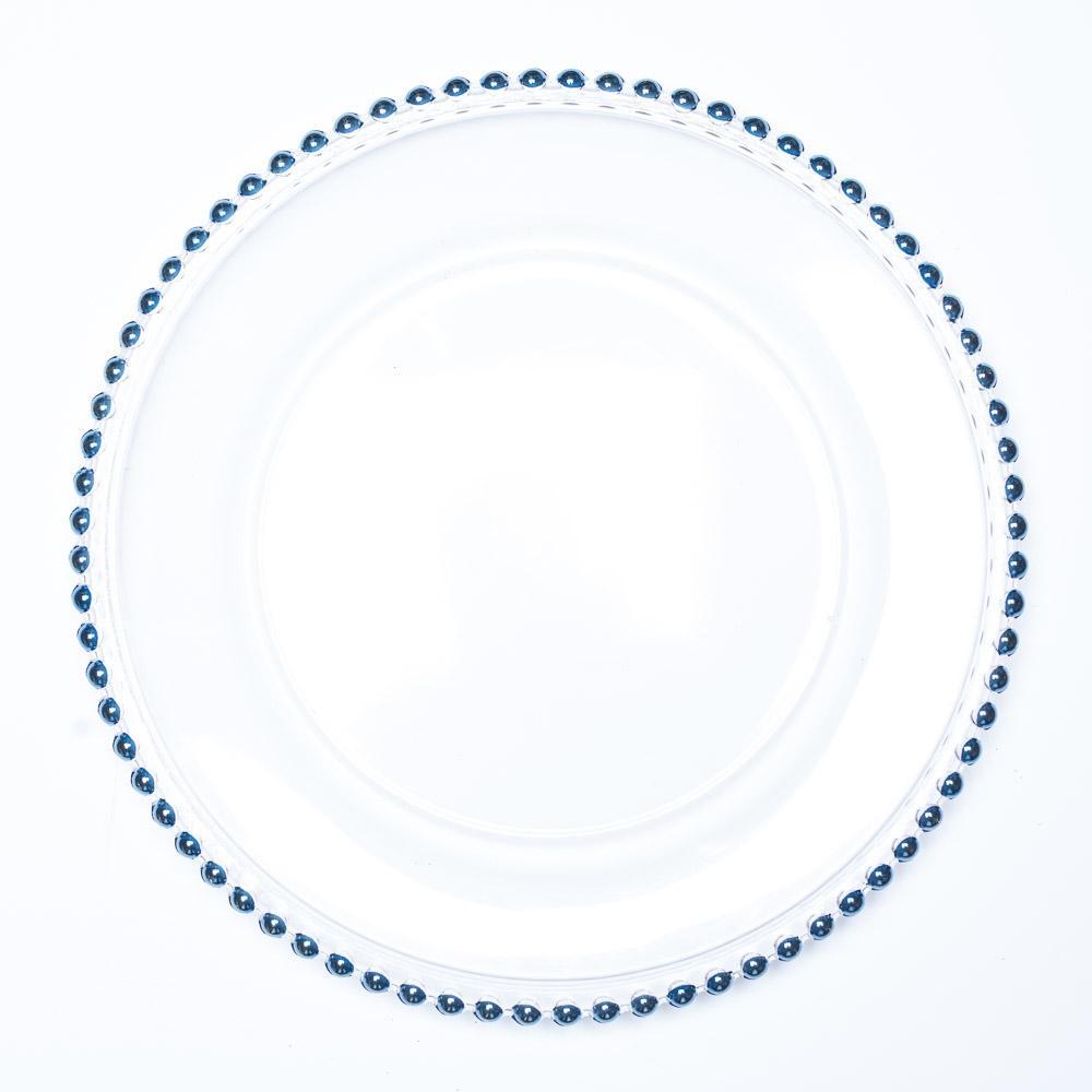 richland 13 blue beaded glass charger plate set of 12