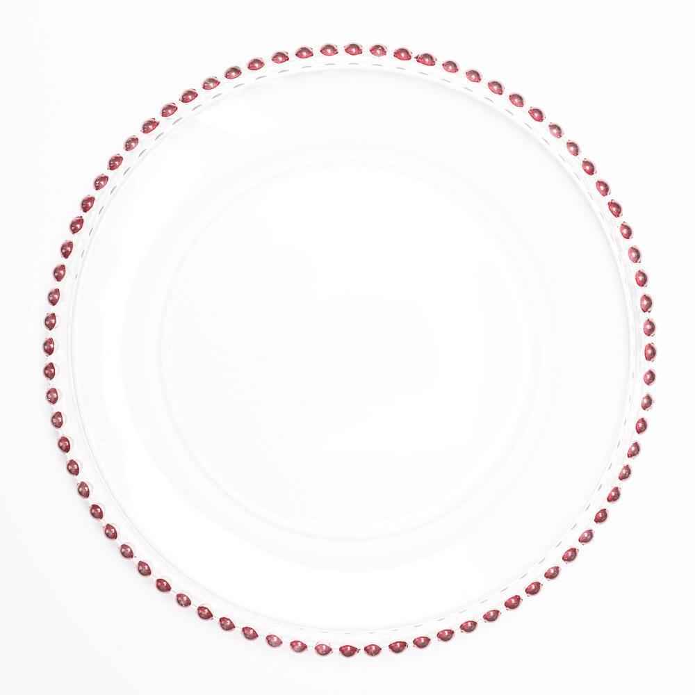 richland 13 red beaded glass charger plate set of 12
