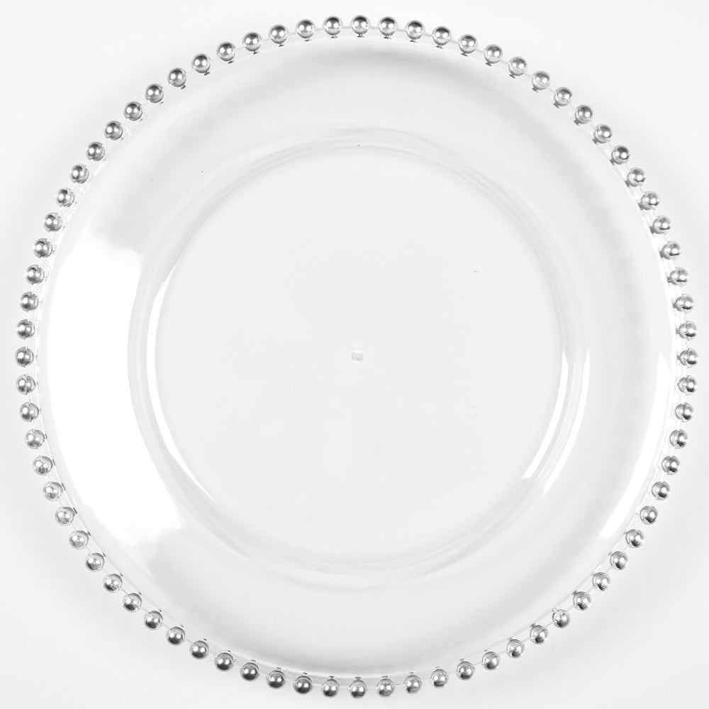 Richland 13" Silver Beaded Plastic Charger Plate Set of 24