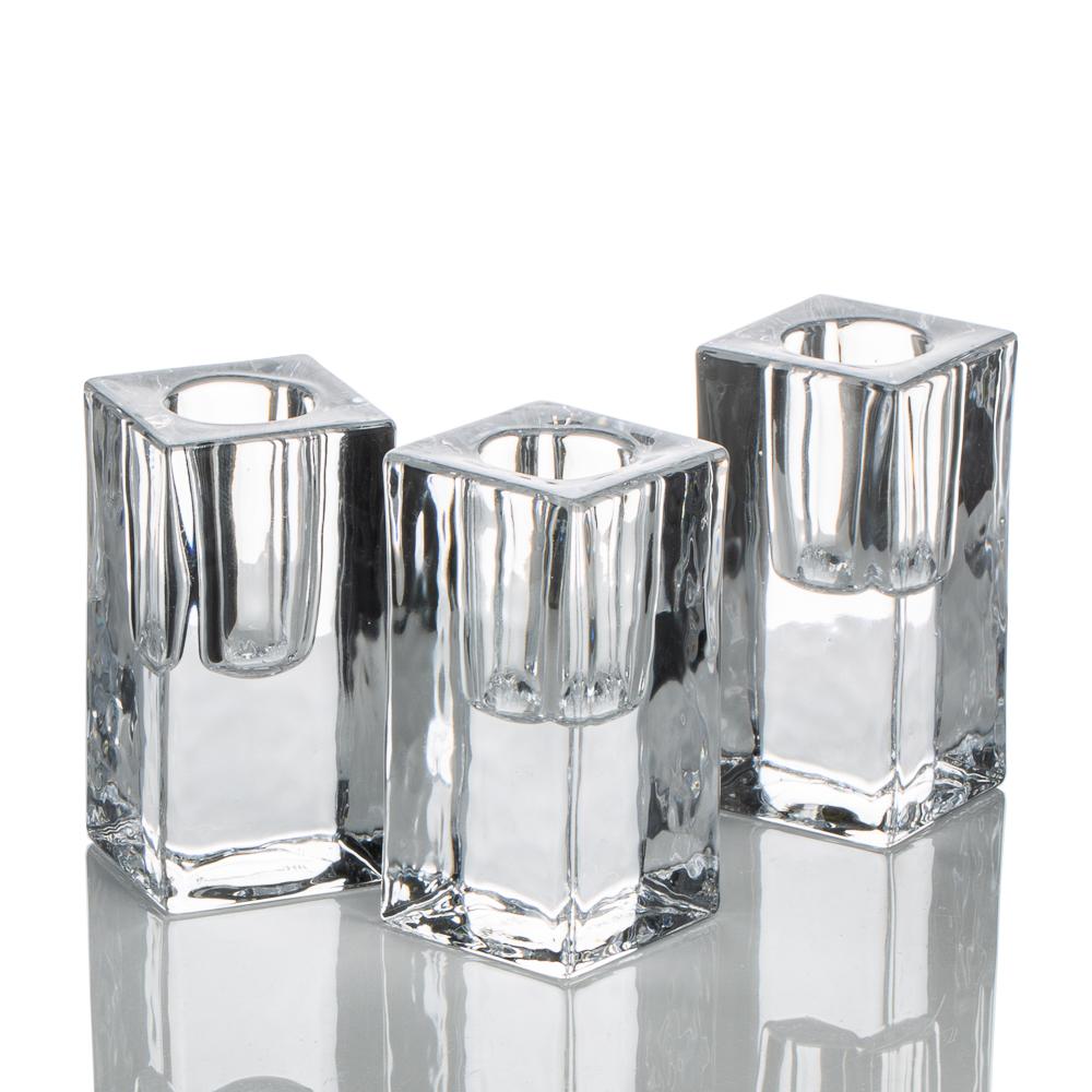 richland square glass taper candle holder 3 set of 48