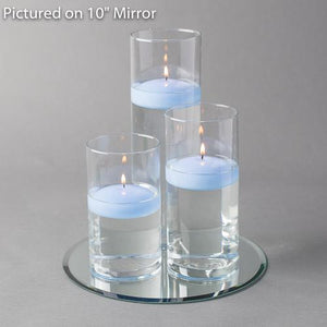 Eastland Round Mirror and Cylinder Vase Centerpiece with Richland 3" Floating Candles Set of 48